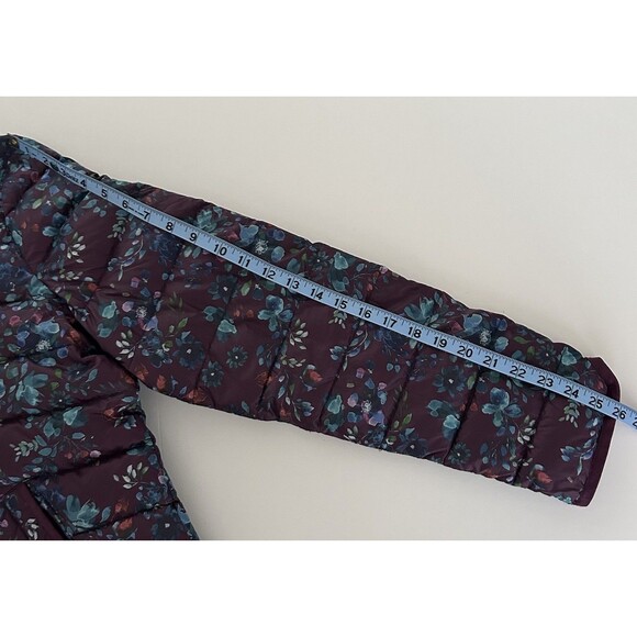 ILSE JACOBSEN Down Jacket Womens Sz 44 US 14 Floral Puffer Purple Lightweight - Picture 12 of 14